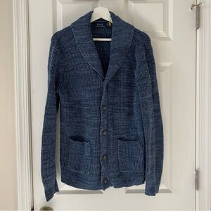 Polo Ralph Lauren marled cotton shawl-collar navy cardigan men's size M
